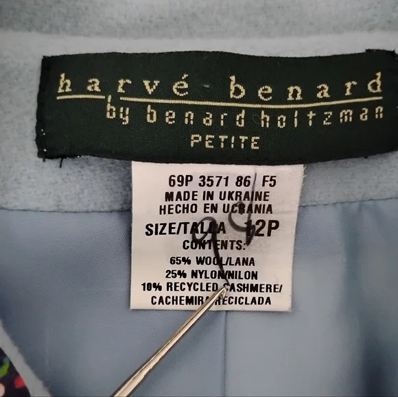 Harvé Benard Wool Cashmere Upcycled Liberty Art Fabric Patchwork Jacket Size 12P - Picture 11 of 15